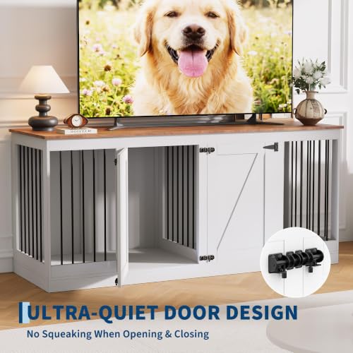70.8" Double Dog Crate Furniture, Farmhouse Dog Crate TV Stand, view 4
