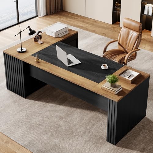78" L Shaped Executive Desk with Drawers, view 7