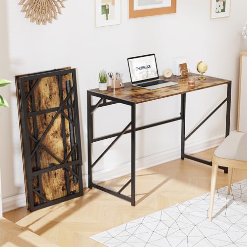 Folding Desk Writing Computer Desk for Home Office, No-Assembly Study Office Desk Foldable Table for Small Spaces