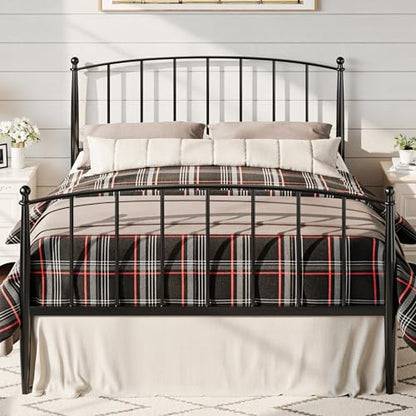 Metal Full Size Platform Bed Frame, 37'' Tall Footboard, Black, view 5