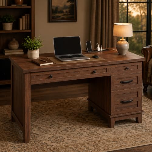 53.54" Executive Desk with Drawers, view 4