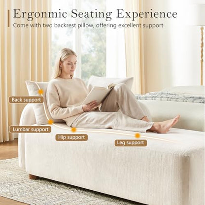 68.9" Chaise Lounge Chair Indoor with Left Facing, Chenille Beige, view 6