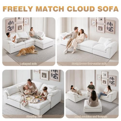 110" Boneless Cloud Couch Sectional for Living Room, view 6