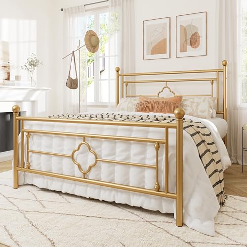 Gold Victorian Metal Queen Bed Frame, view 4