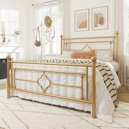 Gold Victorian Metal Queen Bed Frame, view 4