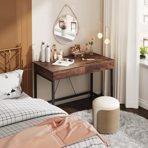 Small Desk with 2 Wooden Drawers, 40 Inch Home Office Writing Desk, view 5