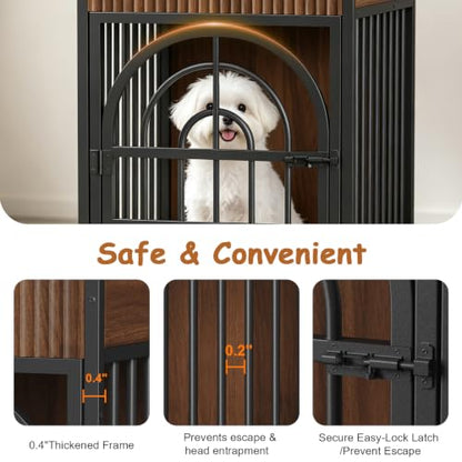 Dog Crate Furniture, Wooden Dog Kennel for Small Breed,Walnut, view 8