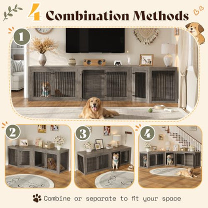 Corner Dog Crate Furniture for Medium/Large Dogs Space-Saving, view 5