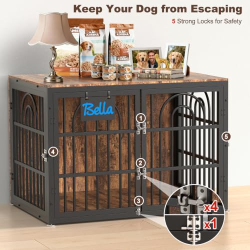 32 Inch Antique Walnut Dog Crate Furniture, view 7