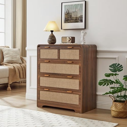 Mid Century Modern Dresser for Bedroom with 4 Drawers, Walnut, view 4