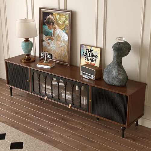 78" Mid Century Modern TV Stand, Solid Wood TV Console, view 6