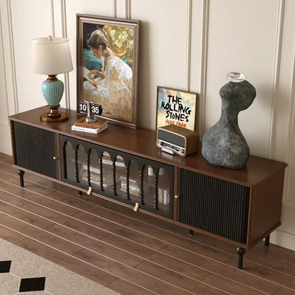 78" Mid Century Modern TV Stand, Solid Wood TV Console, view 6