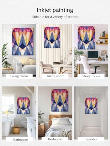NuYeBiofx Gradient Colorful Geometric Canvas Wall Art Prints,48"x32" Framed Picture Artwork Abstract Watercolor Art Printed Canvas Oil Painting for Living Room Bedroom Office,Ready to Hang
