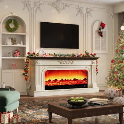 71inch Fireplace with Mantel Antique White TV Stand, view 5
