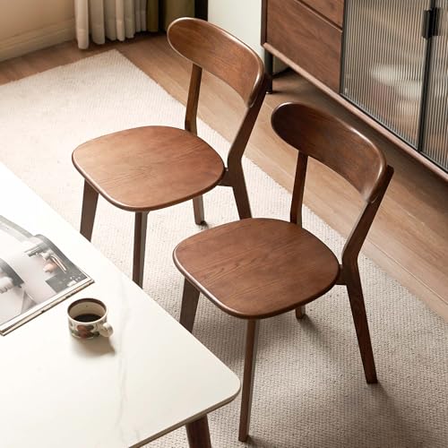 Oak Curved Back Dining Chairs, Walnut, Solid Wood, view 3