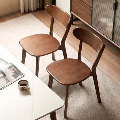 Oak Curved Back Dining Chairs, Walnut, Solid Wood, view 3