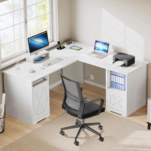 L Shaped Desk with Power Outlets, view 5