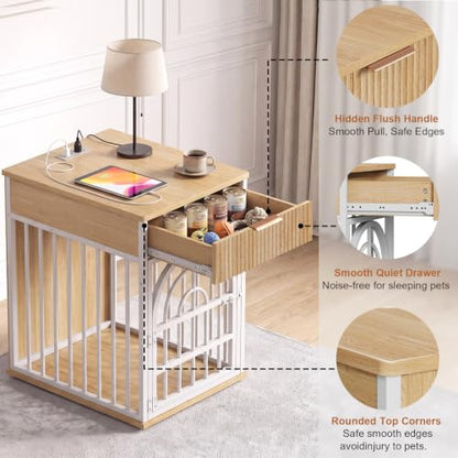 Dog Crate Furniture, Wooden Dog Kennel for Small Breed,Yellow Oak, view 5
