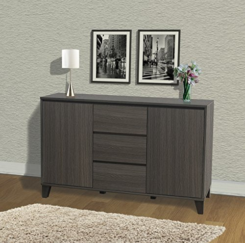Wood Buffet Server Cabinet Console Table, Oak Gray