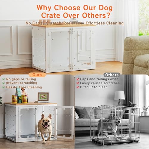 31.5" Transparent Furniture Dog Crate for Small Dogs, with Cushion, view 4