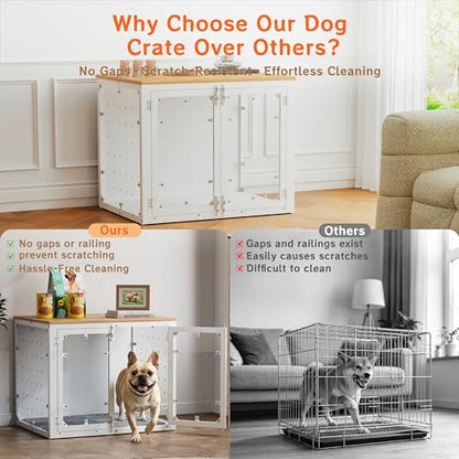 31.5" Transparent Furniture Dog Crate for Small Dogs, with Cushion, view 4