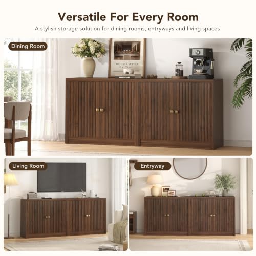 63" Sideboard Buffet Cabinets Set of 2 with Storage, view 8