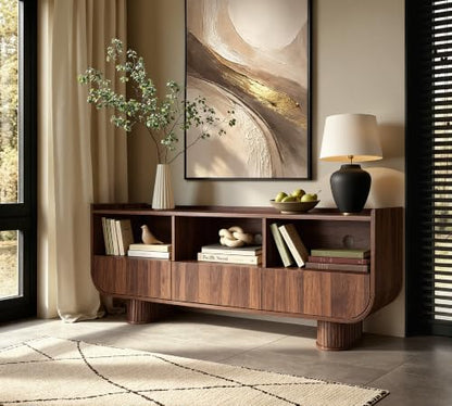 59" Mid Century Modern TV Stand for 65 Inch TV, Walnut, view 7