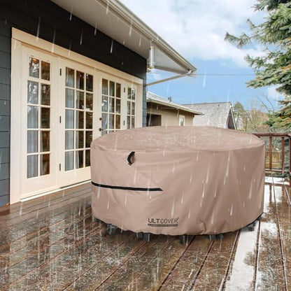 Round Patio Furniture Cover - Outdoor Waterproof Table with Chair Set Cover 92 inch
