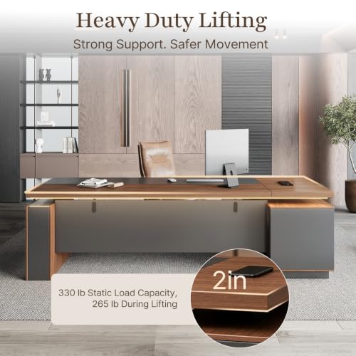 79" L-Shaped Executive Standing Desk, 4 Memory Presets, File Drawer, Power, view 4