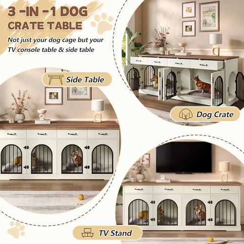 70.8" Large Double Dog Crate Furniture for Small/Medium Dogs, view 5