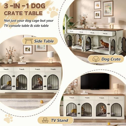70.8" Large Double Dog Crate Furniture for Small/Medium Dogs, view 5