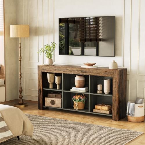 TV Stand with Storage, 63-Inch Entertainment Center with Shelves, view 8