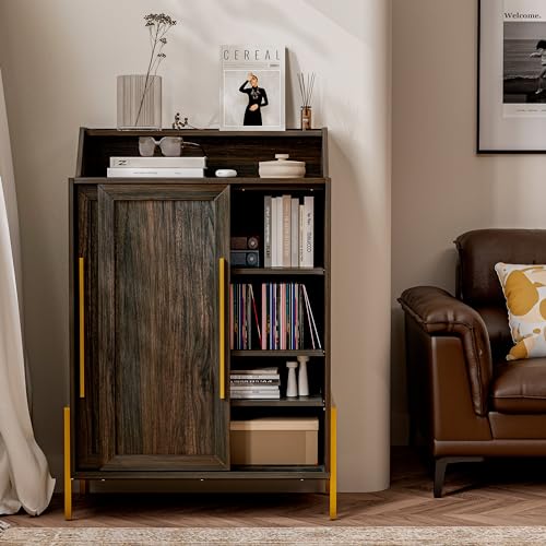 Storage Cabinet, Buffet Sideboard with Sliding Doors and Adjustable Shelf, Shoe Rack for Entryway, Sideboard Cabinet Accent Cabinet for Living Room and Bathroom - Dana(Brown)