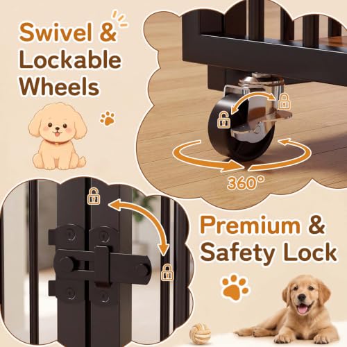 37" Dog Crate Furniture, Wooden Dog Kennel Indoor with Storage (Walnut), view 4