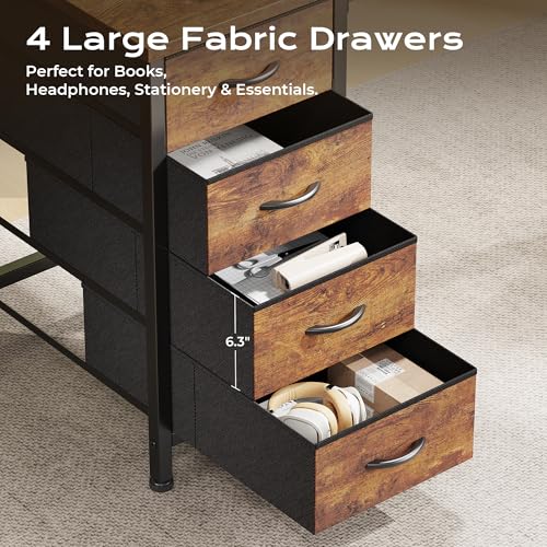 55 Inch L Shaped Desk with Fabric Drawers, view 7