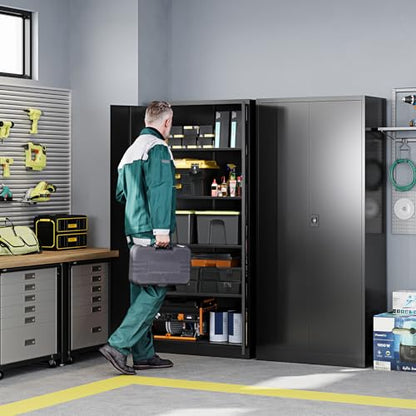 Metal Garage Storage Cabinets with Lock Door and Adjustable Shelves, view 3