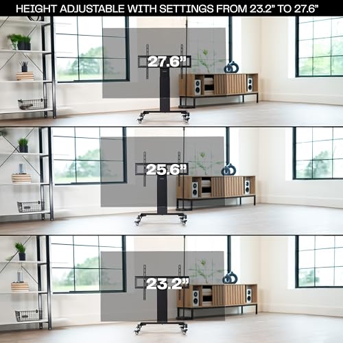VIVO Low Height TV Cart for 32 to 75 inch Screens, Height Adjustable with Tilt, Holds up to 110 lbs, Max VESA 600x400, Black, STAND-TV02L