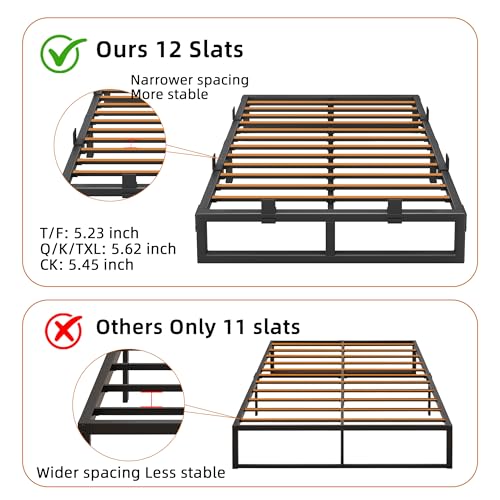 Metal Queen Bed Frame with Steel Support, view 5
