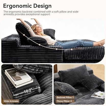 67" Oversized Boneless Chaise Lounge Chair Indoor, Grey, view 5