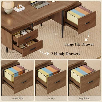 70.9" W x 27.6" D Office Desk with 3 Drawers, Modern Computer Desk with Storage, view 6