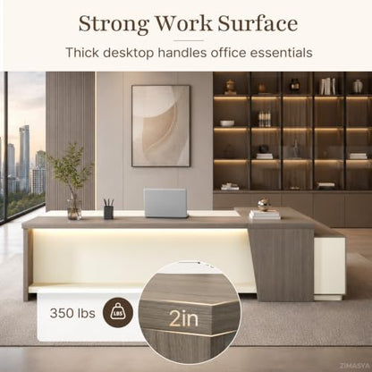79 Inch L Shaped Executive Office Desk with Storage Cabinet, view 8