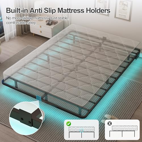 Full Size Floating Bed Frame with Smart LED Lights & Charging Station, view 7