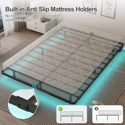 Full Size Floating Bed Frame with Smart LED Lights & Charging Station, view 7