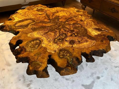 RESINHOMEFURNITURE Parota Natural Live Edge Round Coffee Table Dining Table Hallway Table Office Table Counter Table Center Table Side/End Table Bedside Table (30" Inches Tall, 18 x 18 Inches)