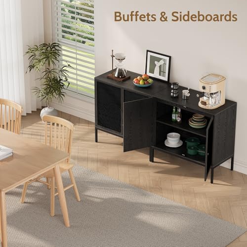 63“ W Black Rattan Cabinet, view 7