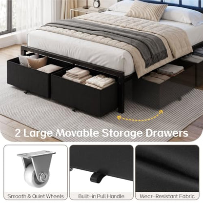 Full Size Bed Frame with 2 Storage Drawers & Headboard, view 7