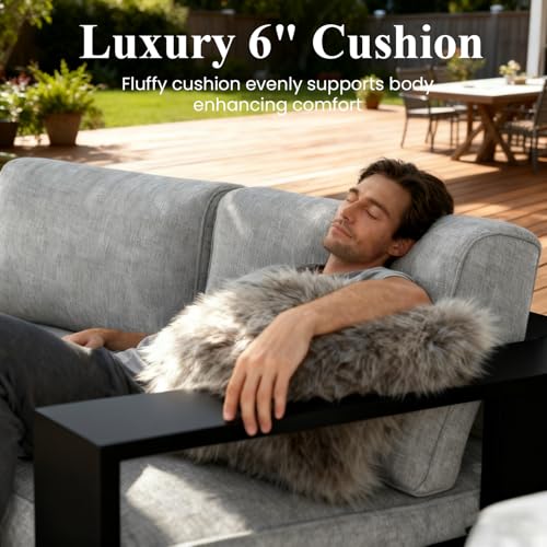 Oversized Aluminum Outdoor Furniture Set, 5 Piece Patio Sofa Sets with Coffee Table, Deep Seating and Upgraded 6-inch Cushions for Porch, Balcony, Deck