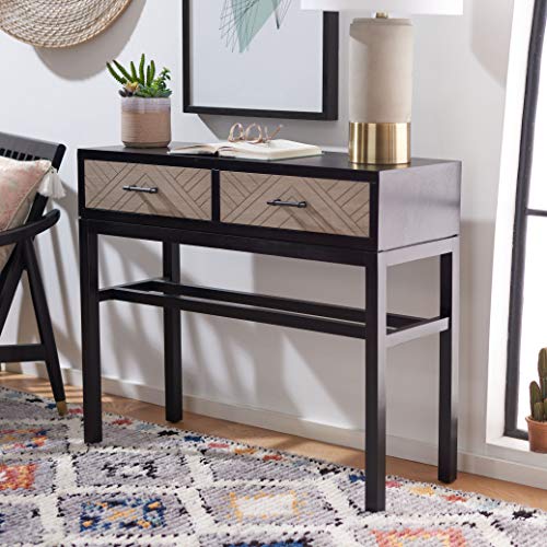 SAFAVIEH Home Collection Ajana Black and Greige 2-Drawer Console Table