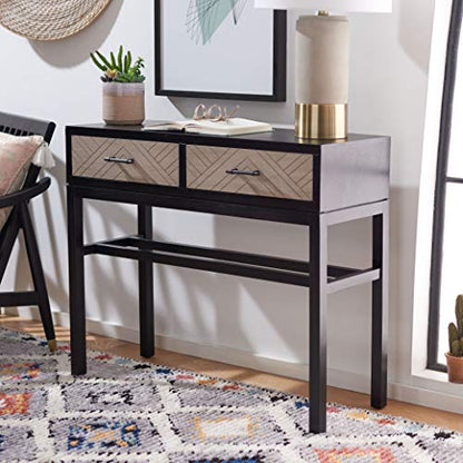 SAFAVIEH Home Collection Ajana Black and Greige 2-Drawer Console Table