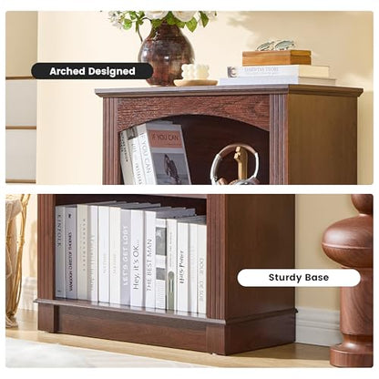 Small Bookshelf, 3 Tier Bookcase and Kids Bookshelf, Cherry Storage Cabinet with Wooden Cube Storage Organizer, Modern Book Shelf for Bedroom Furniture, Living Room, Office, Toy Organizer Cabinet